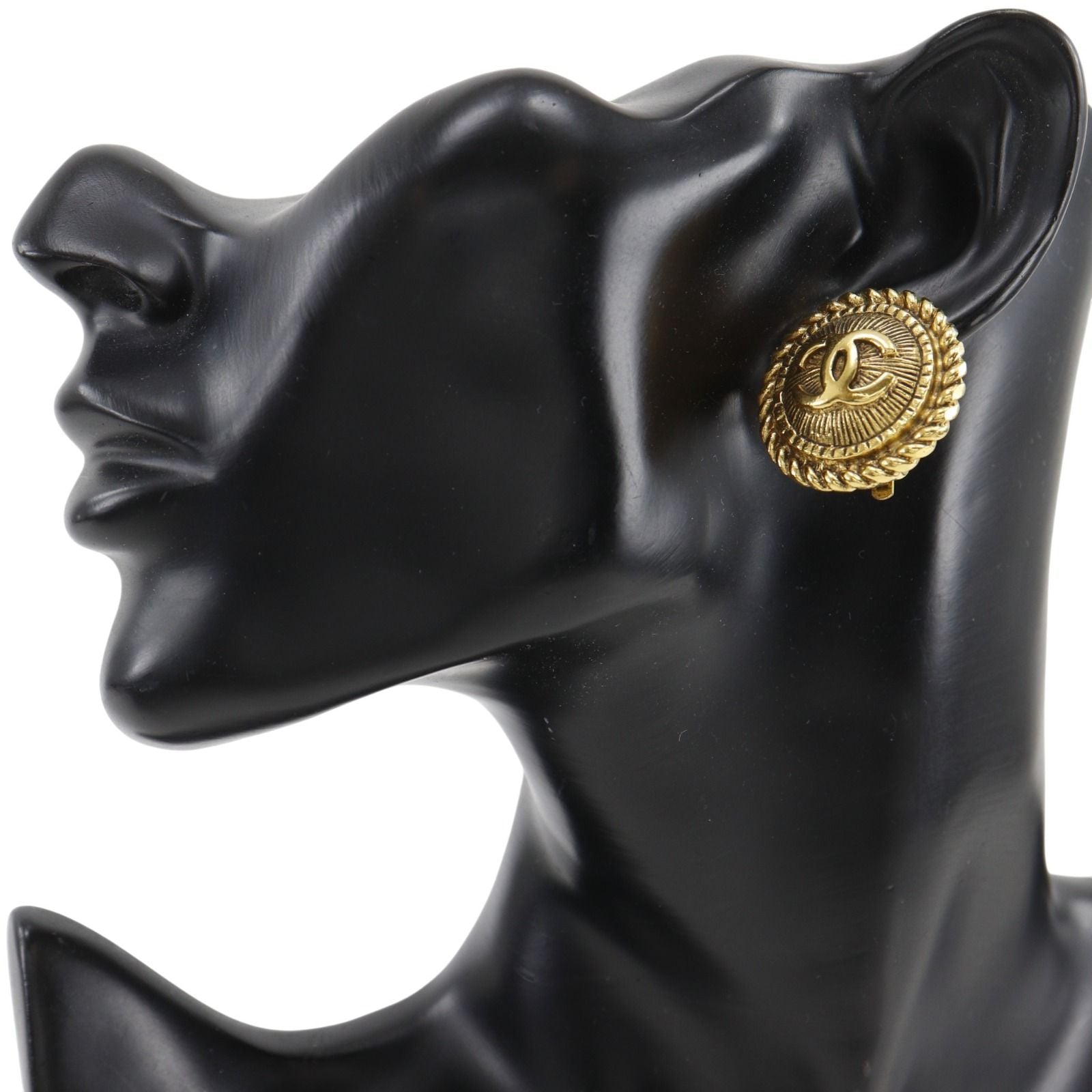 Chanel CC Logo Vintage Gold Plated Earrings — view 2