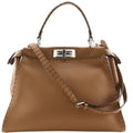 Fendi Peekaboo Selleria 2-Way Shoulder Calf Brown Handbag