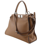Fendi Peekaboo Selleria 2-Way Shoulder Calf Brown Handbag — view 2