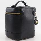 Chanel CC Logo Caviar Leather Black Vanity — view 3