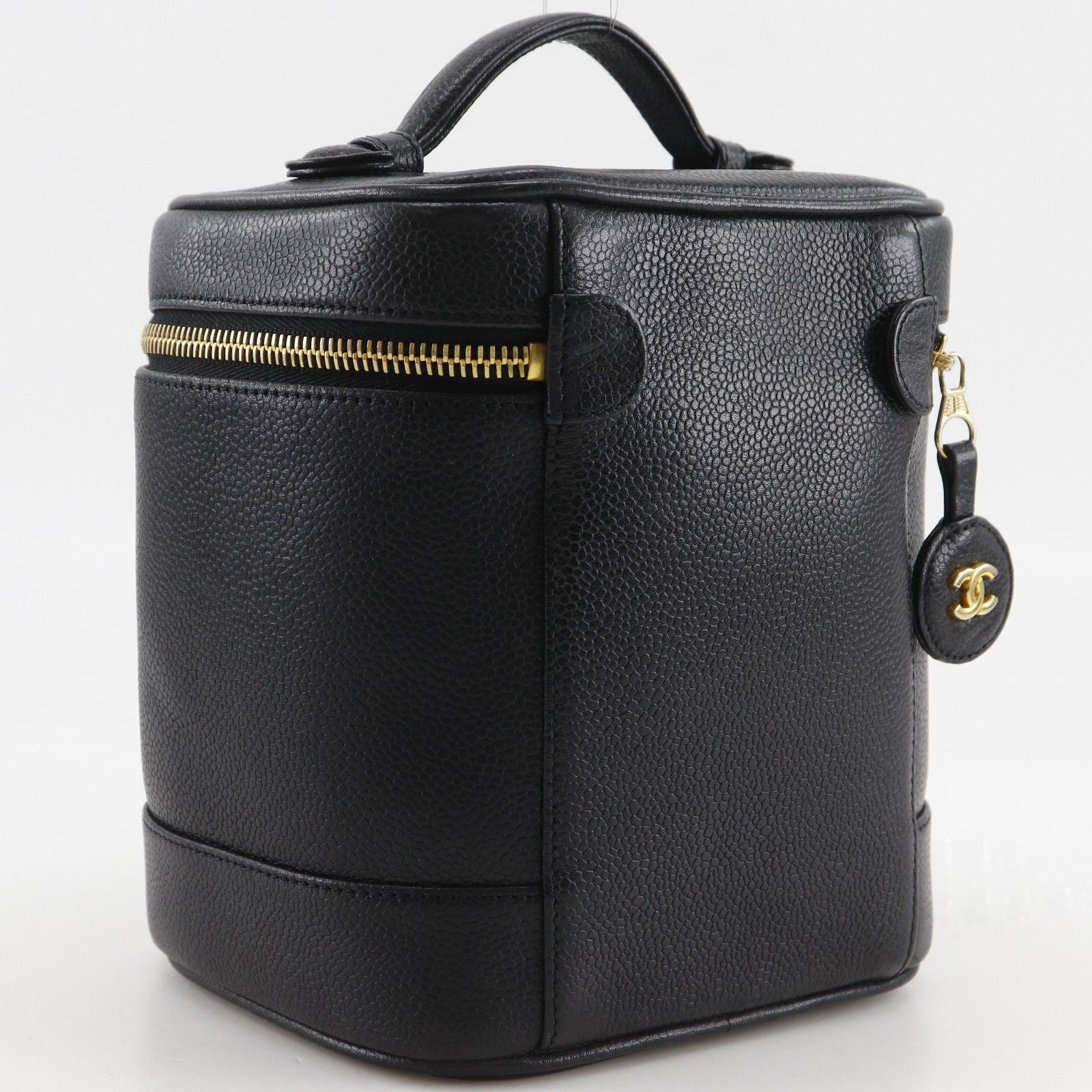 Chanel CC Logo Caviar Leather Black Vanity — view 3