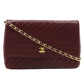 Chanel Blanc Chain Shoulder Vintage Calf Bordeaux