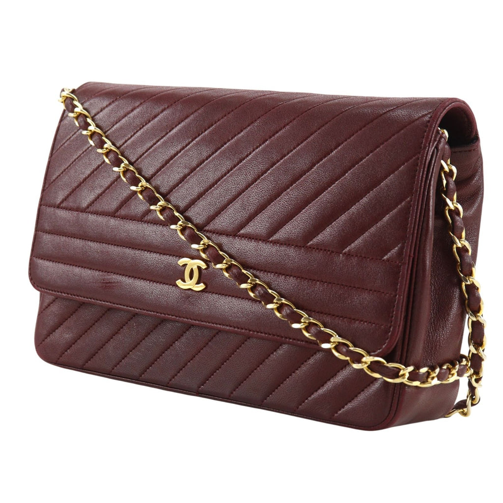 Chanel Blanc Chain Shoulder Vintage Calf Bordeaux — view 2