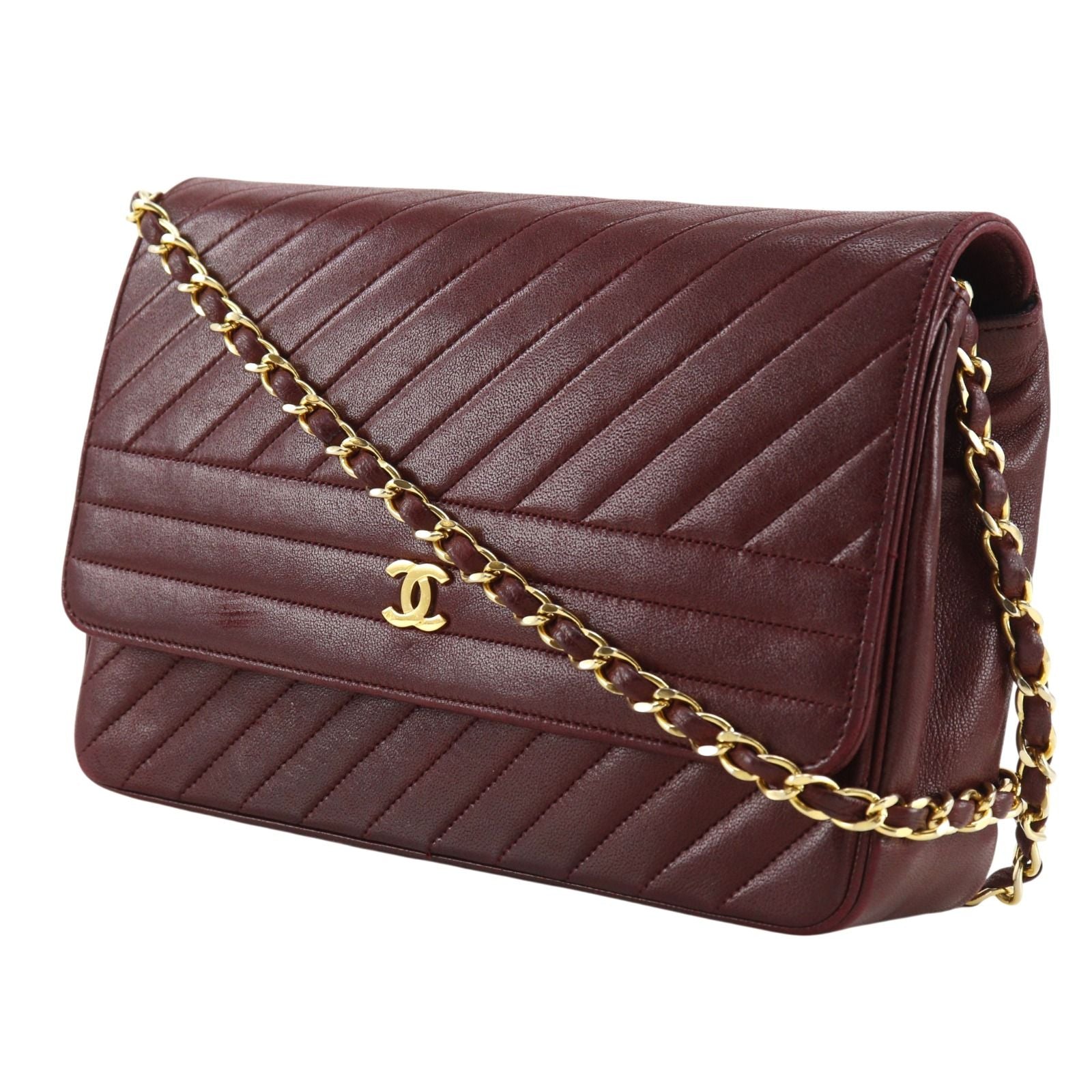 Chanel Blanc Chain Shoulder Vintage Calf Bordeaux — view 2