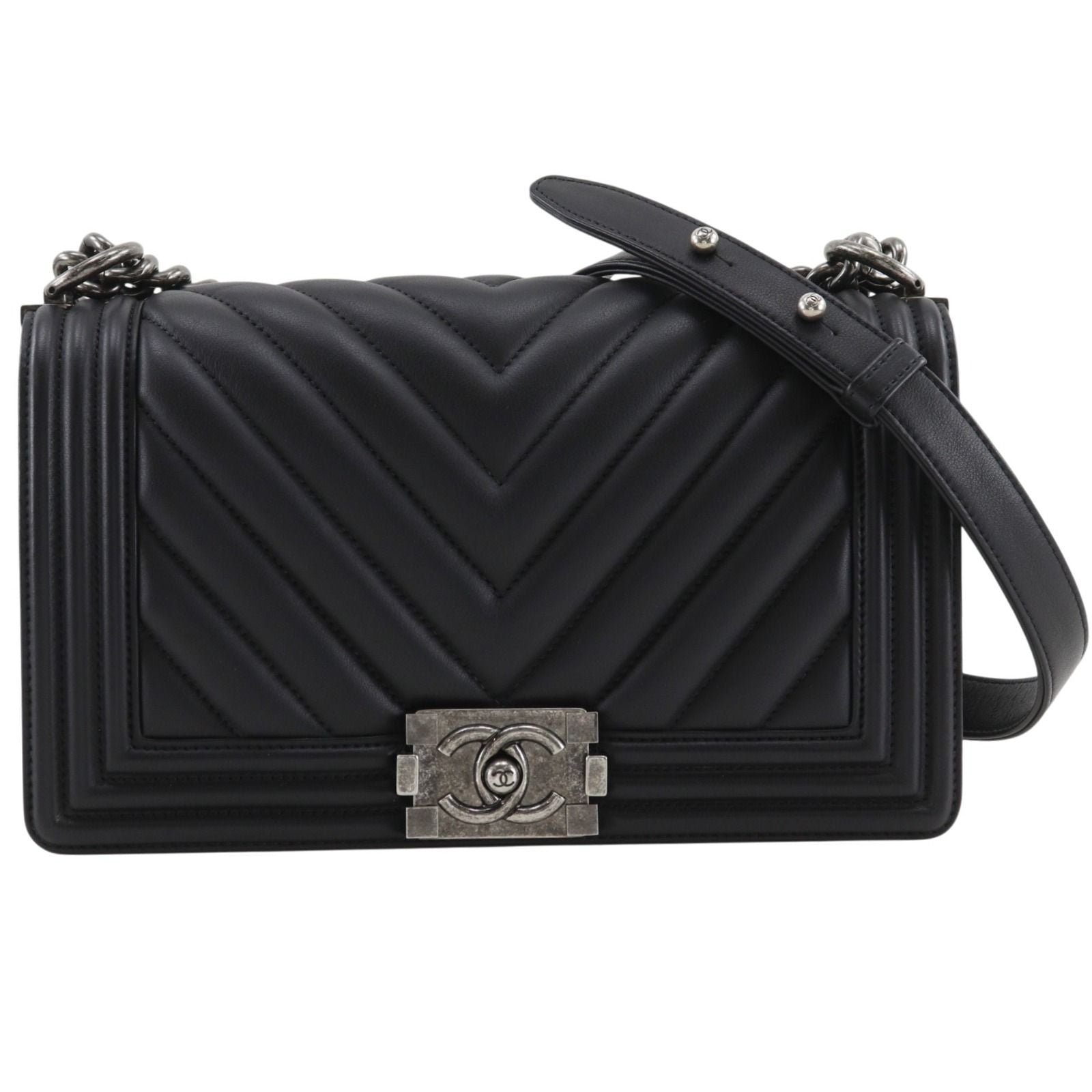 Chanel Boy 25 Chain Shoulder Calf Black