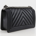 Chanel Boy 25 Chain Shoulder Calf Black — view 3