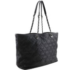 Chanel Chain Tote Quilted CC Logo Caviar Leather Black — view 3