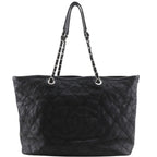 Chanel Chain Tote Quilted CC Logo Caviar Leather Black
