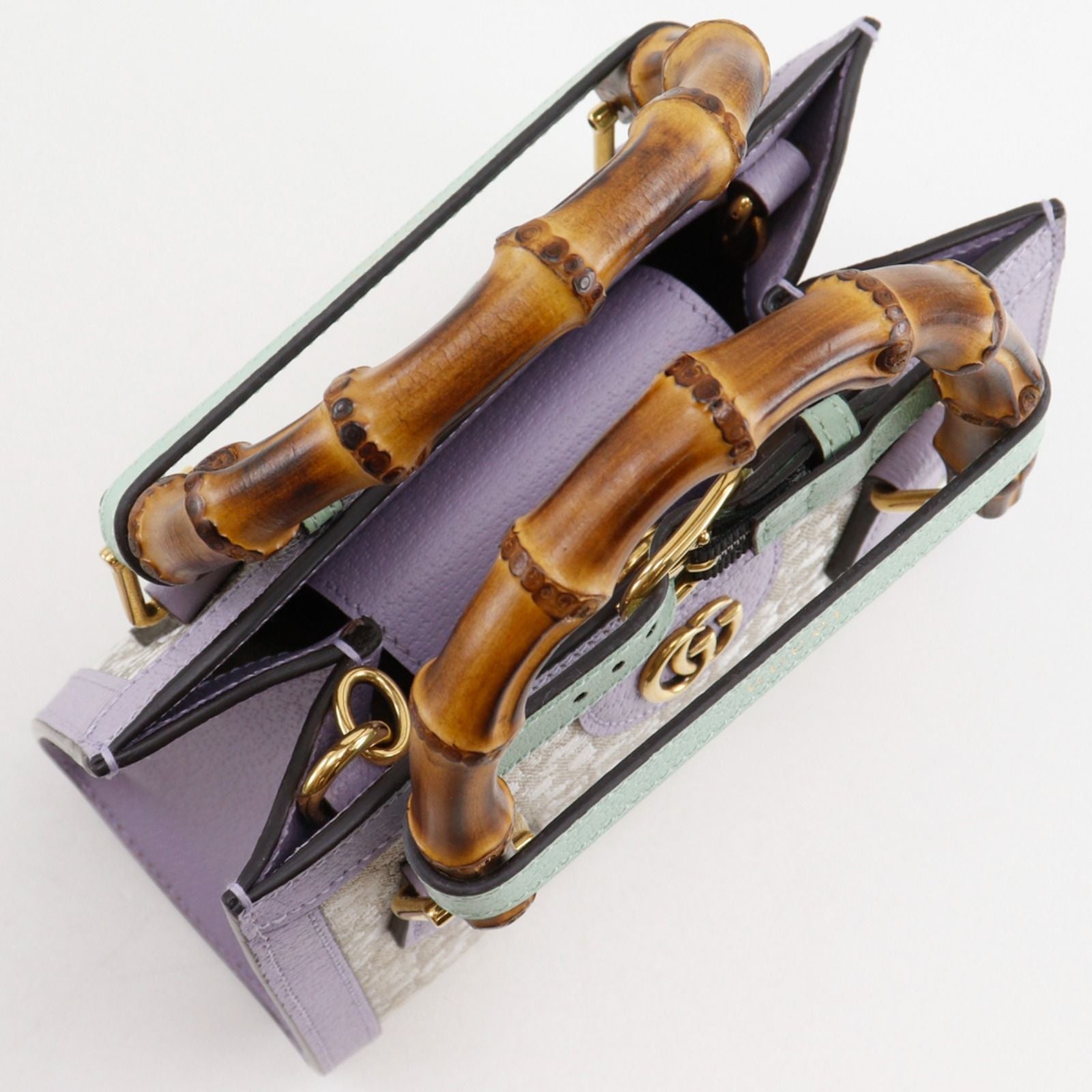 Gucci Diana Small Hosoo Collaboration 2-Way Nishijin Leather Textile Purple — view 5