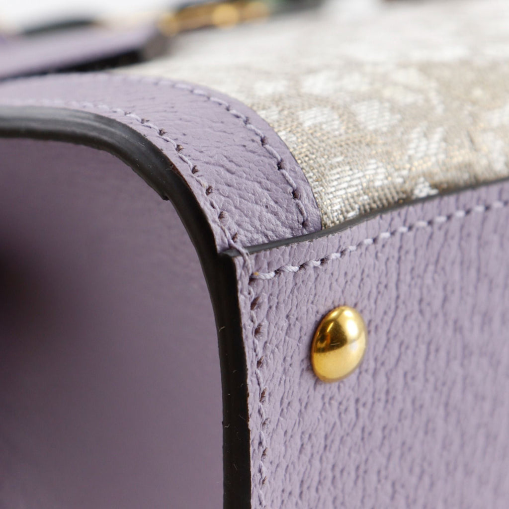 Gucci Diana Small Hosoo Collaboration 2-Way Nishijin Leather Textile Purple — view 4