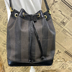 Fendi Pecan Drawstring Shoulder Bag Black