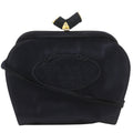 Prada Logo Kiss Lock 2-Way Clutch Satin Black