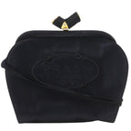 Prada Logo Kiss Lock 2-Way Clutch Satin Black
