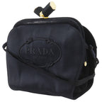 Prada Logo Kiss Lock 2-Way Clutch Satin Black — view 2