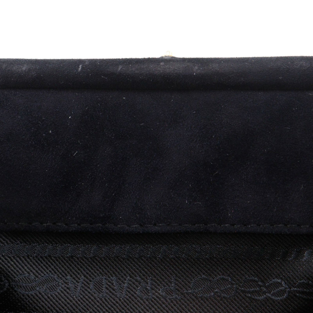 Prada Logo Kiss Lock 2-Way Clutch Satin Black — view 9