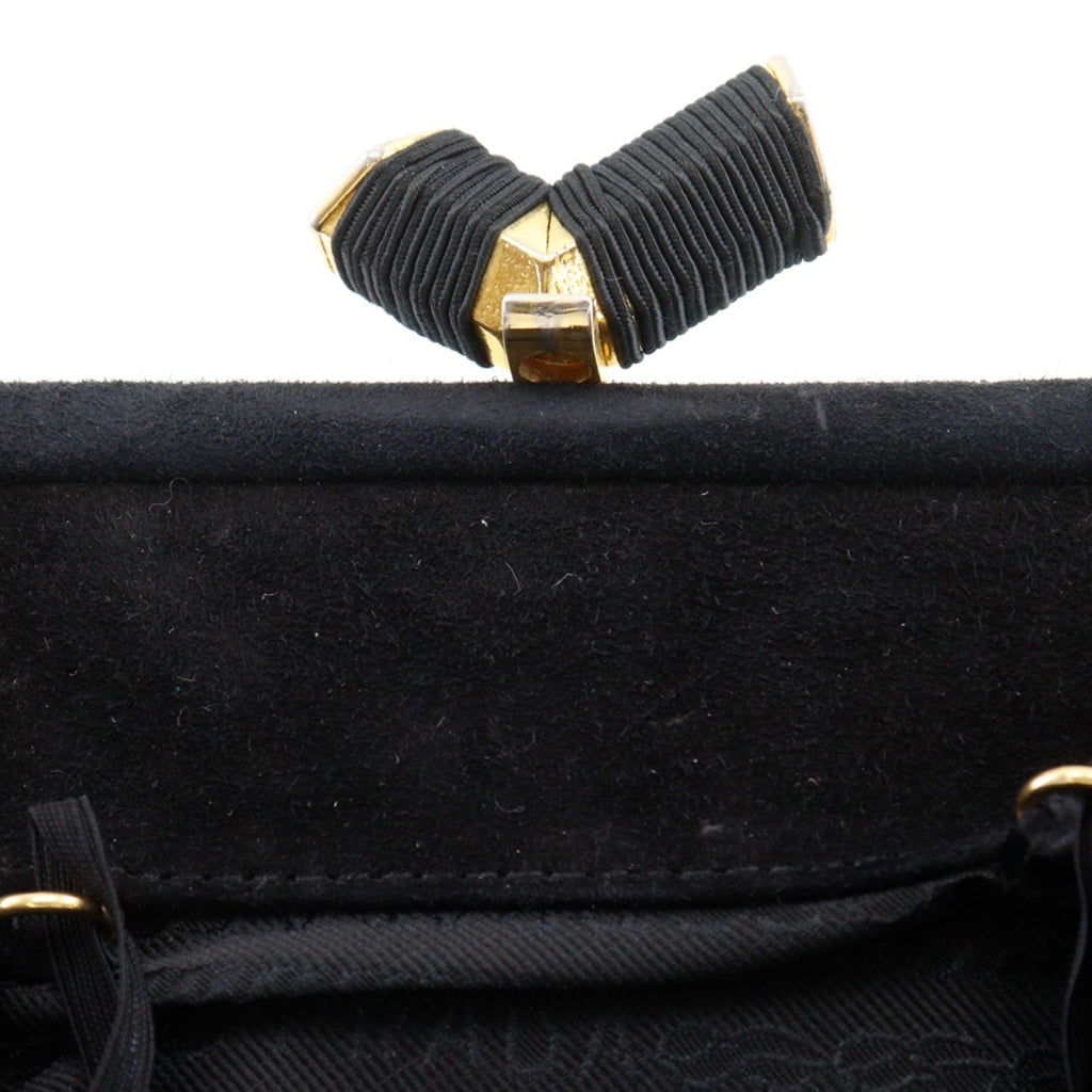 Prada Logo Kiss Lock 2-Way Clutch Satin Black — view 8