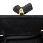 Prada Logo Kiss Lock 2-Way Clutch Satin Black — view 8