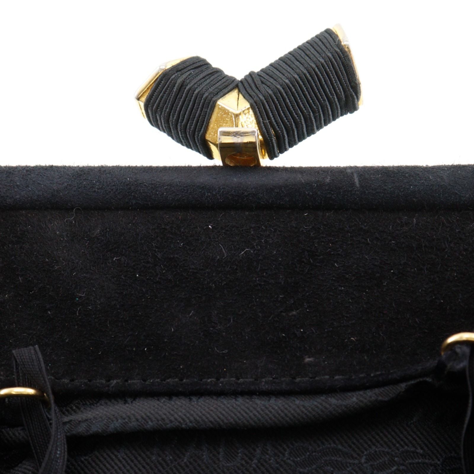 Prada Logo Kiss Lock 2-Way Clutch Satin Black — view 8