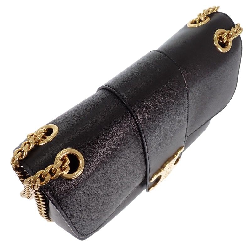 Celine Victoire Chain Shoulder Bag 2-Way Triomphe Calfskin Black Gold — view 5