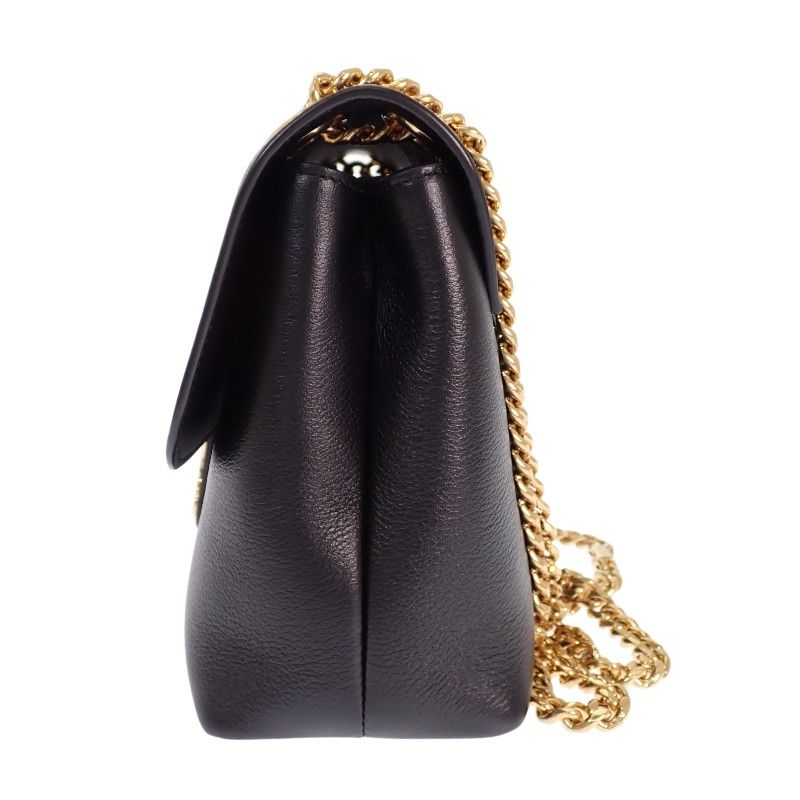 Celine Victoire Chain Shoulder Bag 2-Way Triomphe Calfskin Black Gold — view 4