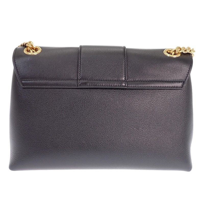 Celine Victoire Chain Shoulder Bag 2-Way Triomphe Calfskin Black Gold — view 2