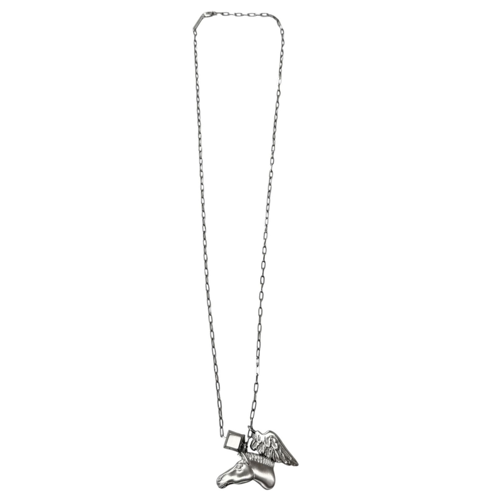 Hermes Talisman Pegasus Chain Necklace Silver — view 4
