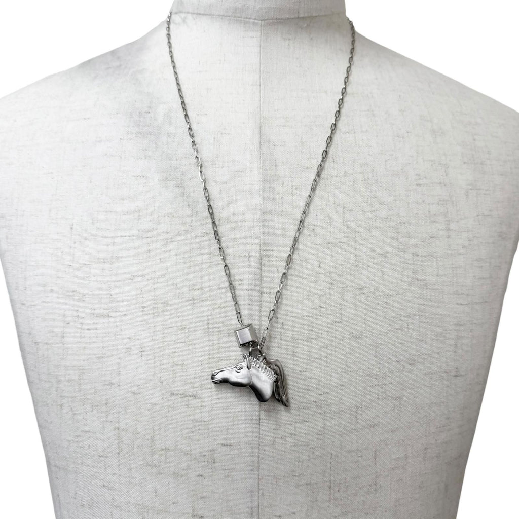 Hermes Talisman Pegasus Chain Necklace Silver — view 3