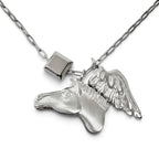 Hermes Talisman Pegasus Chain Necklace Silver