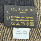 Louis Vuitton Wool Cashmere Logo with Fringe Large Shawl Brown Scarf — view 9