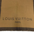 Louis Vuitton Wool Cashmere Logo with Fringe Large Shawl Brown Scarf — view 7