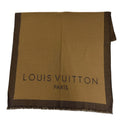 Louis Vuitton Wool Cashmere Logo with Fringe Large Shawl Brown Scarf