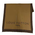 Louis Vuitton Wool Cashmere Logo with Fringe Large Shawl Brown Scarf