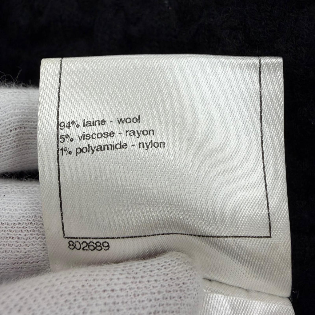 Chanel Wool Here Button Boat Neck Knit Long Sleeve Dress Black 36 — view 7