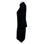 Chanel Wool Here Button Boat Neck Knit Long Sleeve Dress Black 36 — view 3