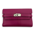 Hermes Kelly Wallet Veau Epsom Rose Purple Silver Compact