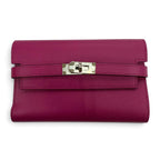 Hermes Kelly Wallet Veau Epsom Rose Purple Silver Compact
