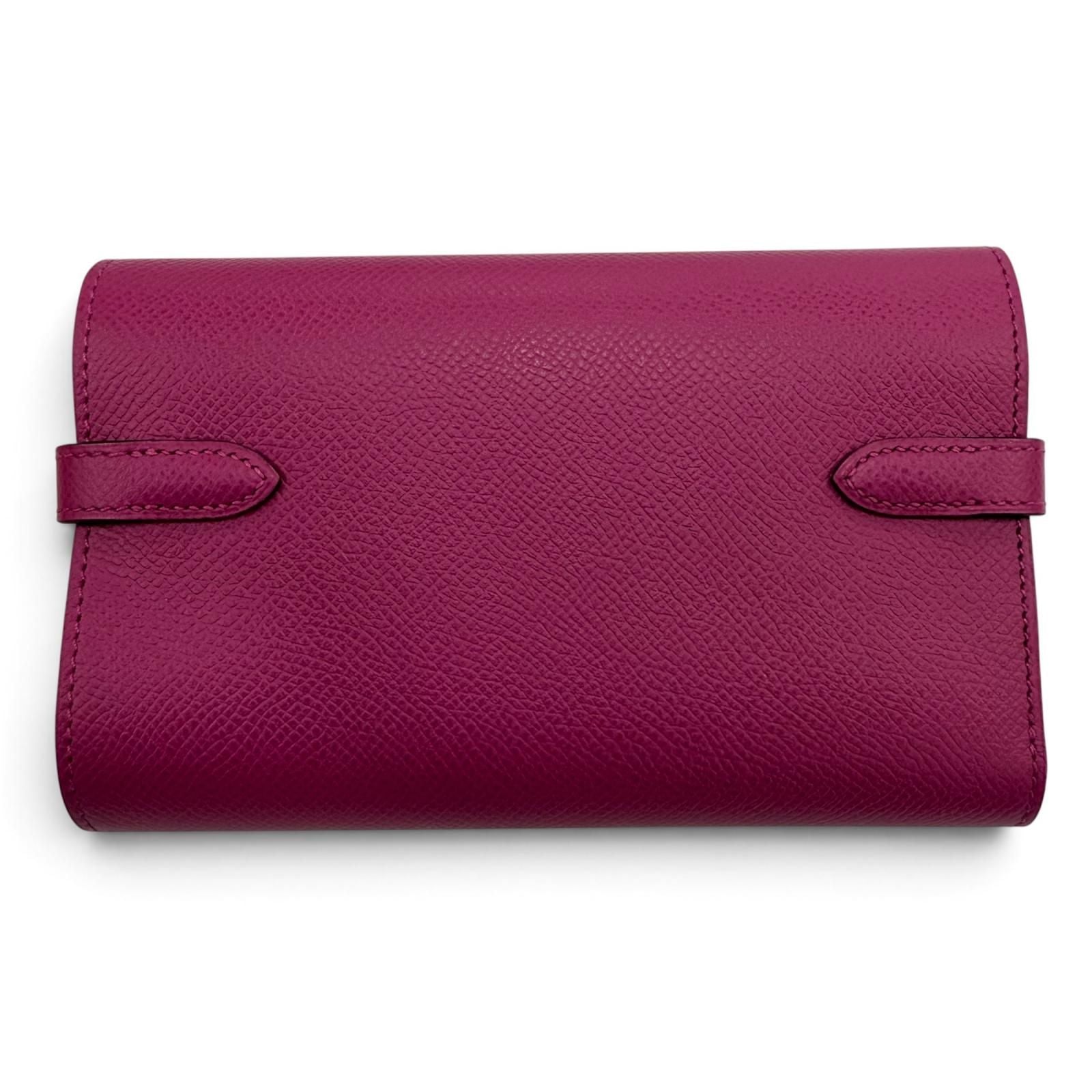 Hermes Kelly Wallet Veau Epsom Rose Purple Silver Compact — view 3