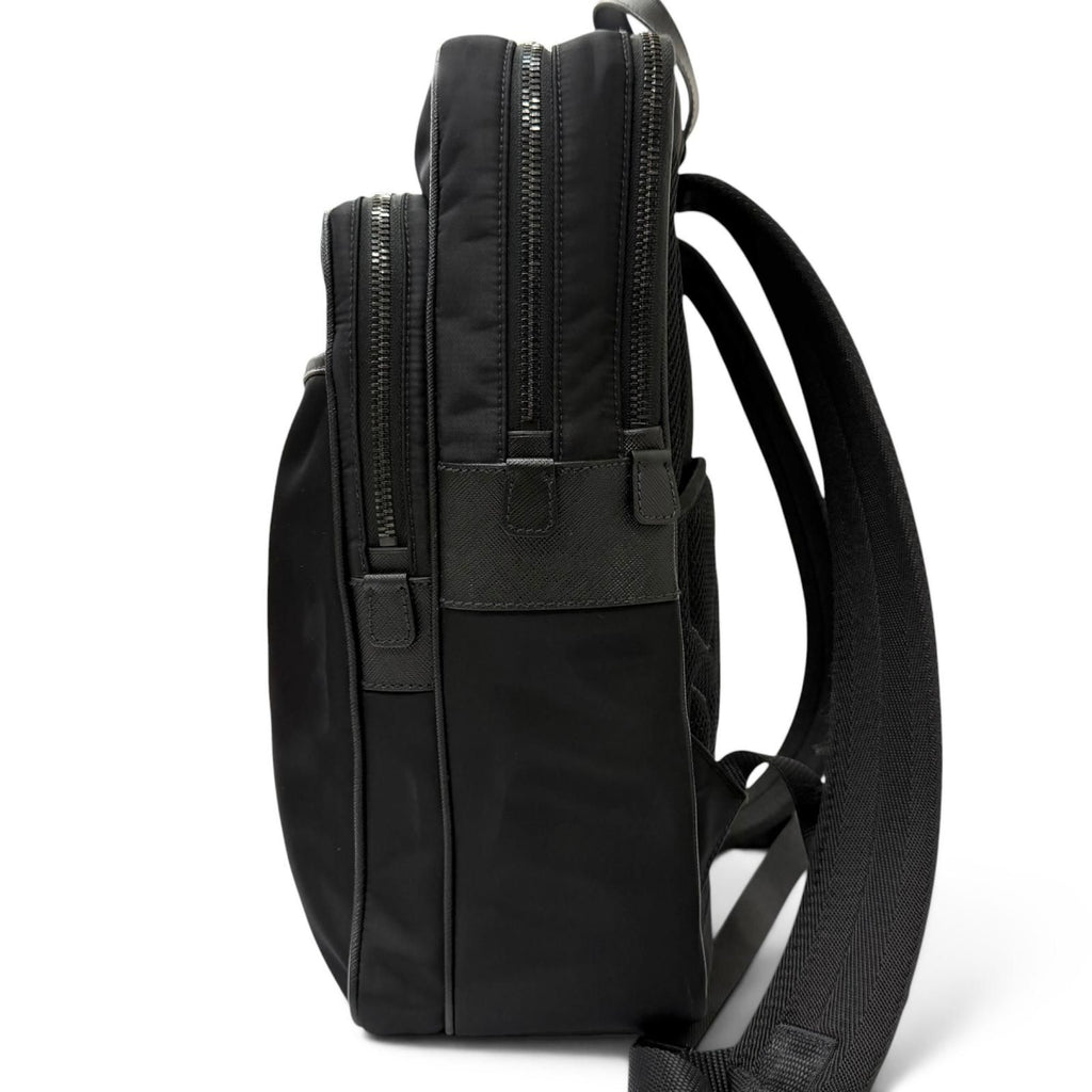 Prada Triangle Logo Re-Nylon Saffiano Leather Backpack with Day Pack Black — view 5