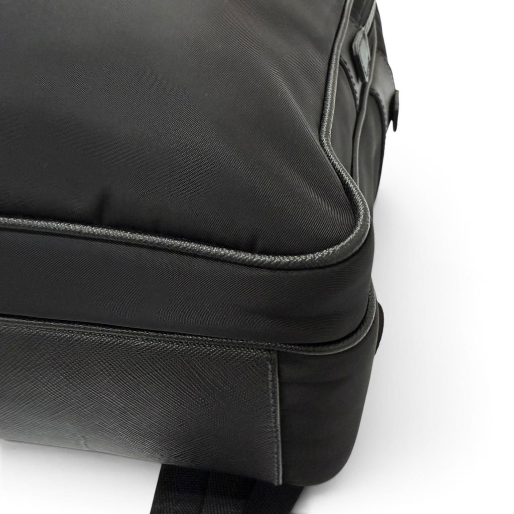 Prada Triangle Logo Re-Nylon Saffiano Leather Backpack with Day Pack Black — view 8