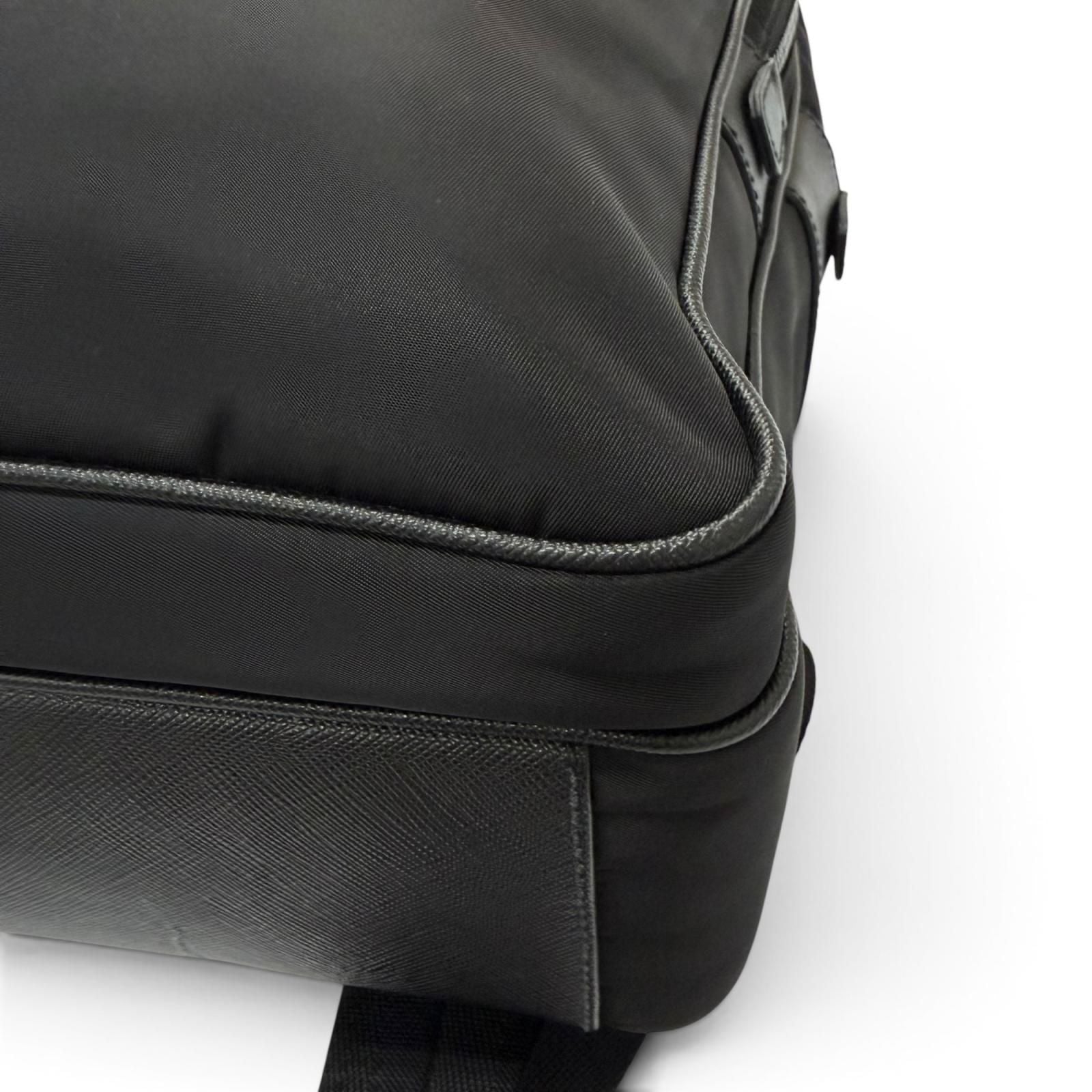 Prada Triangle Logo Re-Nylon Saffiano Leather Backpack with Day Pack Black — view 8