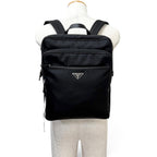 Prada Triangle Logo Re-Nylon Saffiano Leather Backpack with Day Pack Black — view 3