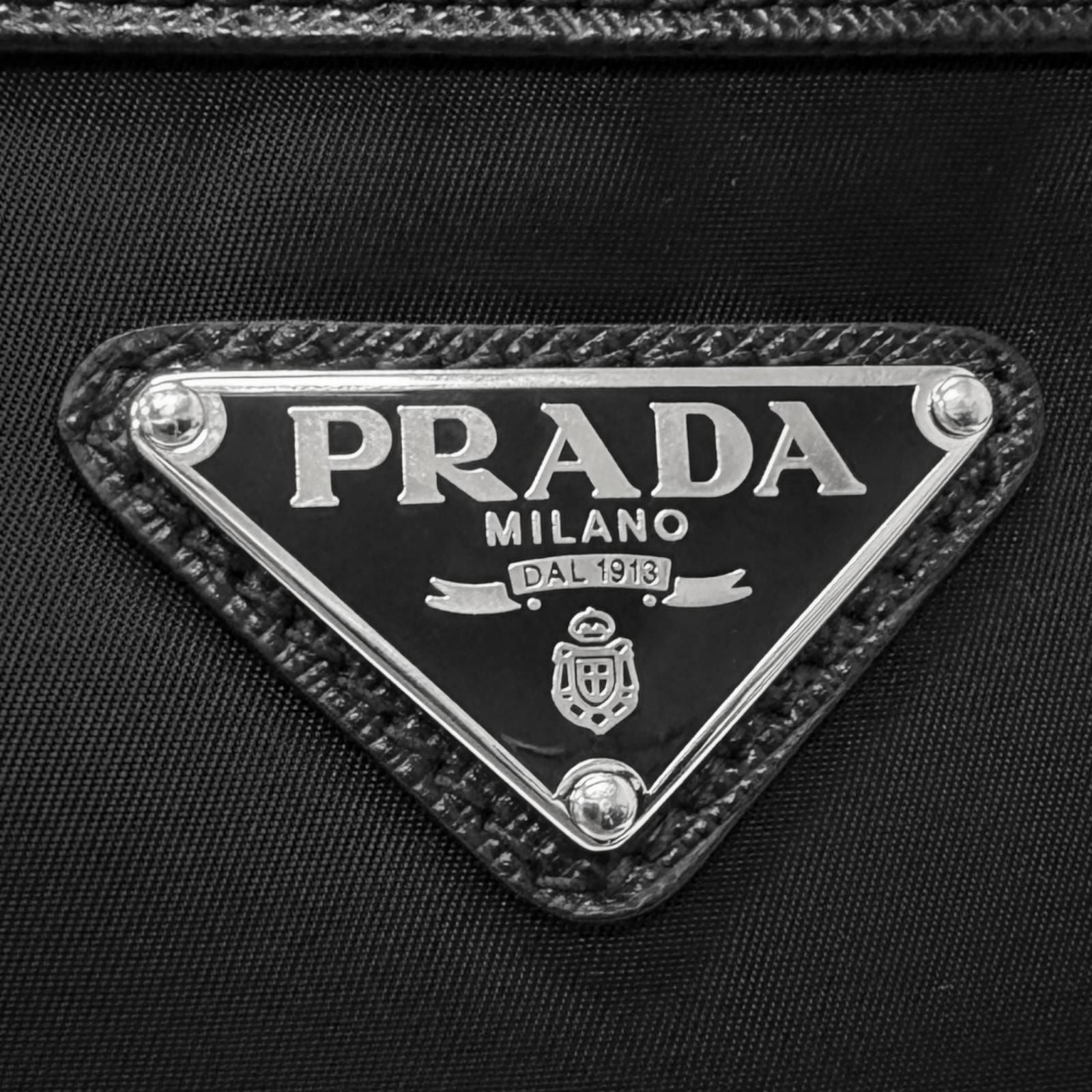 Prada Triangle Logo Re-Nylon Saffiano Leather Backpack with Day Pack Black — view 9