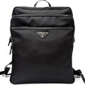 Prada Triangle Logo Re-Nylon Saffiano Leather Backpack with Day Pack Black