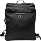 Prada Triangle Logo Re-Nylon Saffiano Leather Backpack with Day Pack Black