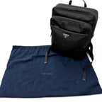Prada Triangle Logo Re-Nylon Saffiano Leather Backpack with Day Pack Black — view 2