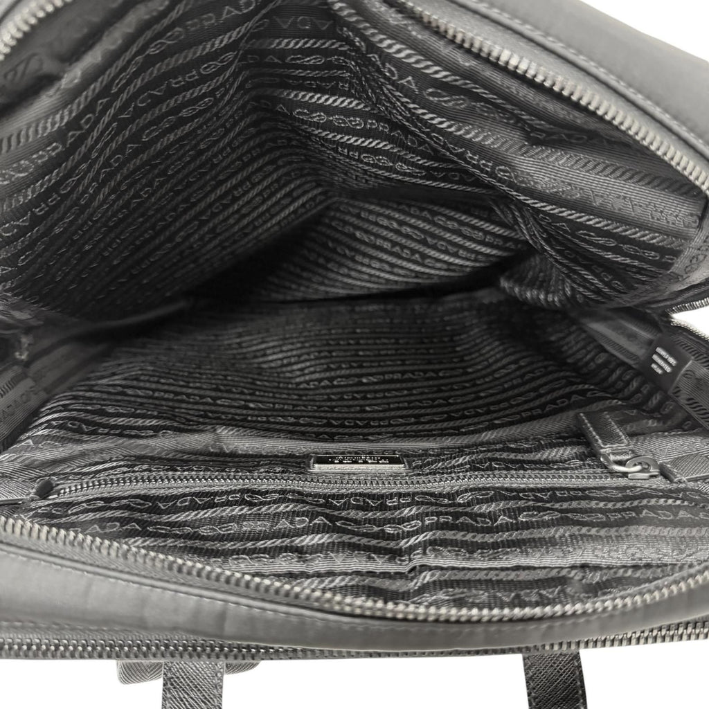 Prada Triangle Logo Re-Nylon Saffiano Leather Backpack with Day Pack Black — view 7