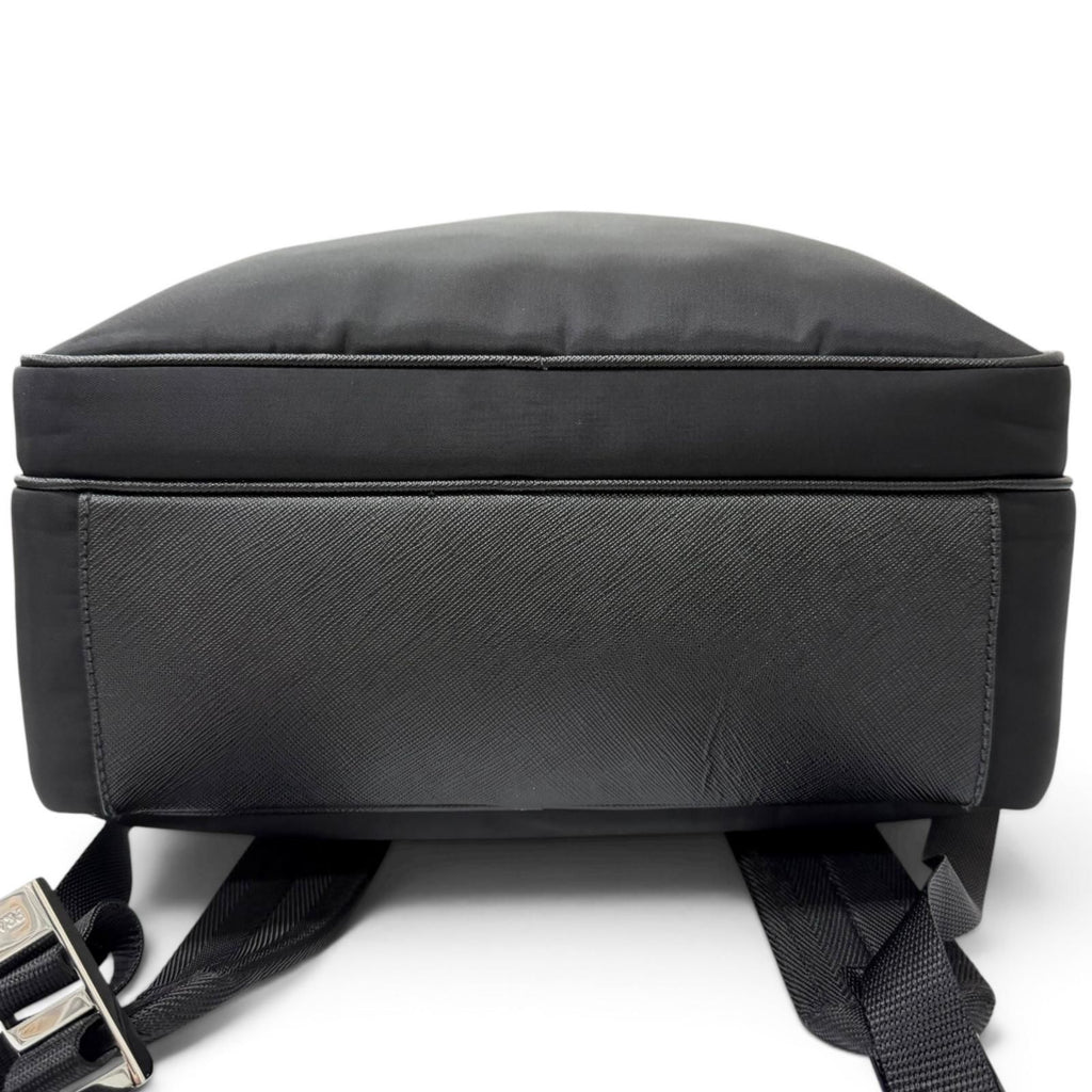 Prada Triangle Logo Re-Nylon Saffiano Leather Backpack with Day Pack Black — view 6