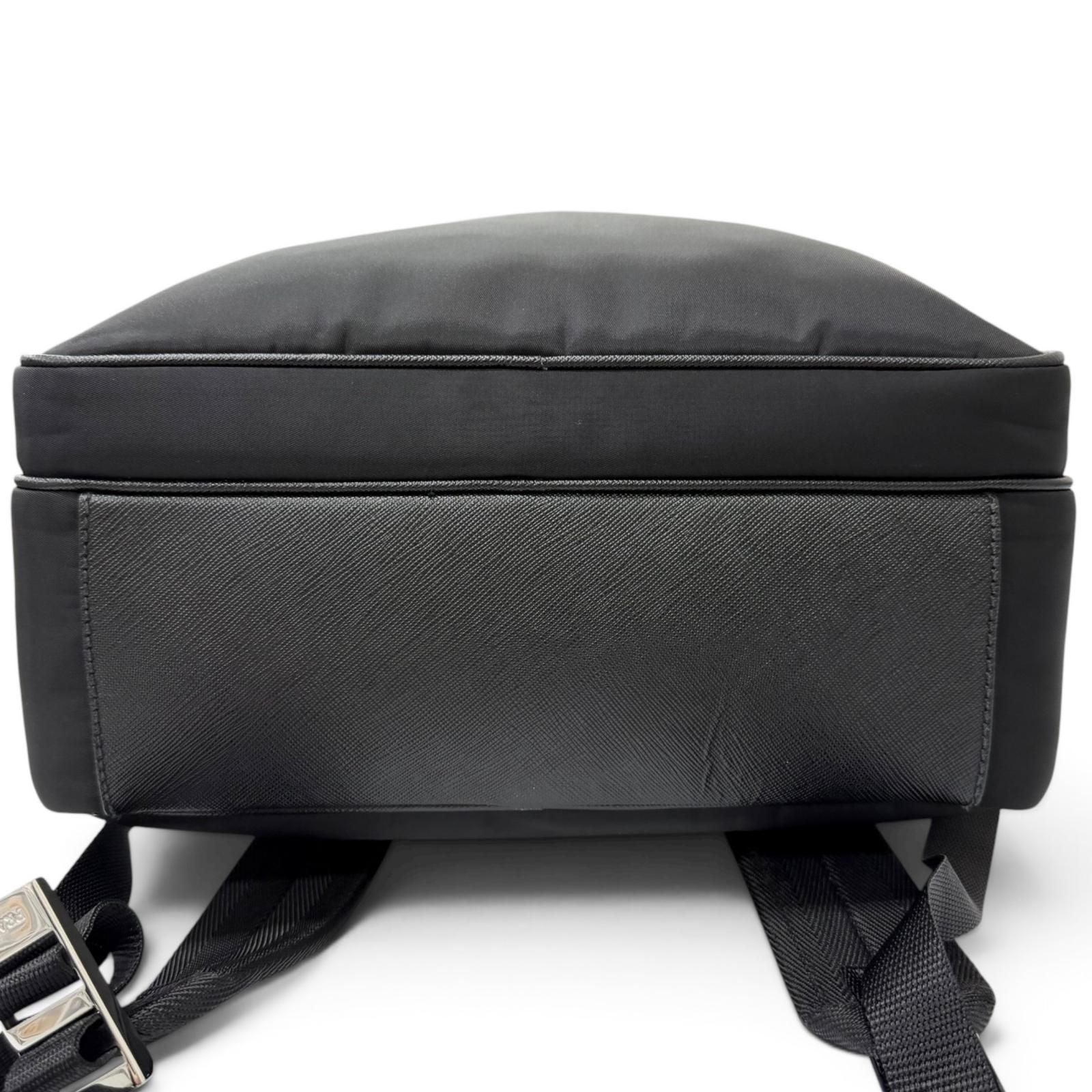 Prada Triangle Logo Re-Nylon Saffiano Leather Backpack with Day Pack Black — view 6
