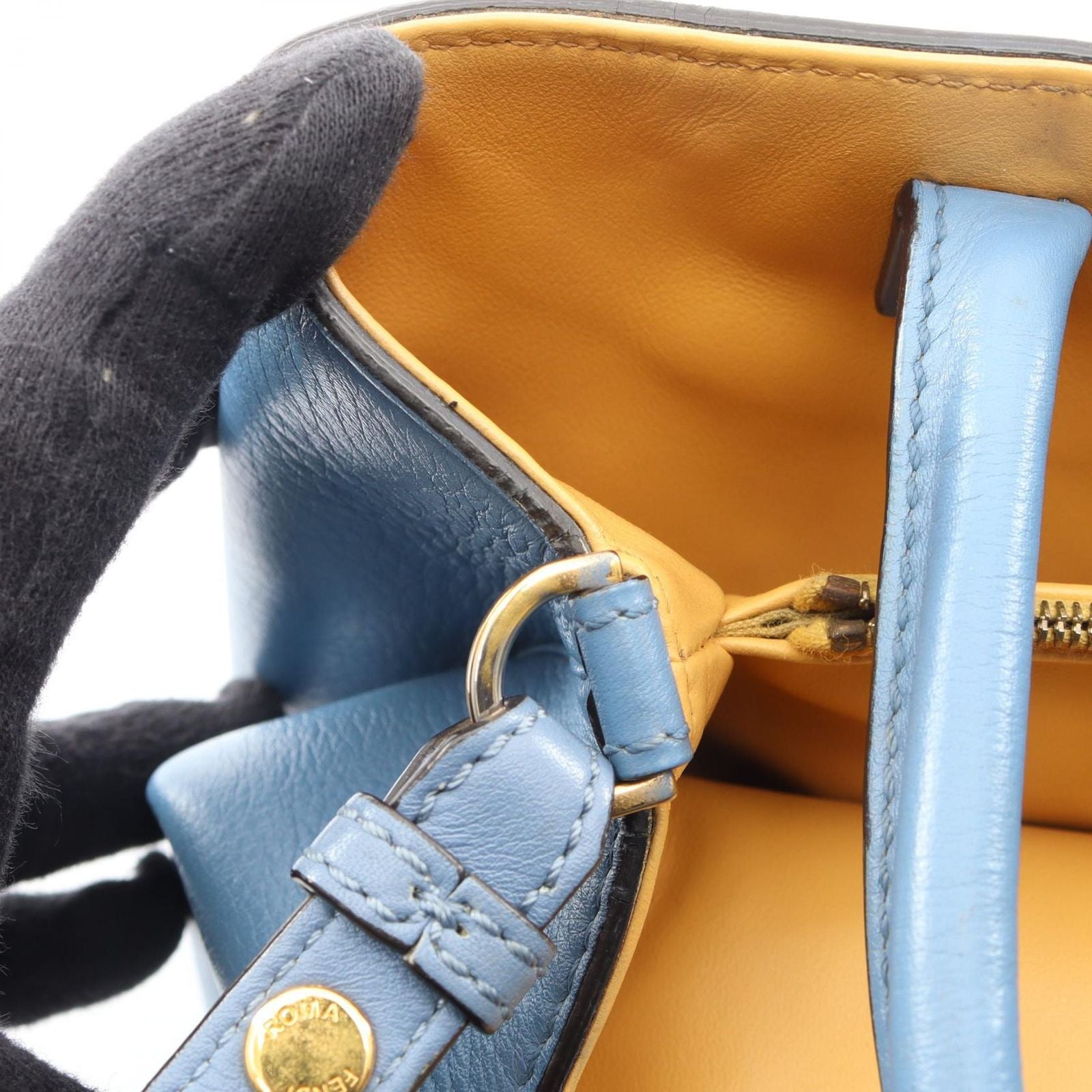 Fendi Handbag Petite 2 Jours Toujour Light Blue Leather — view 6