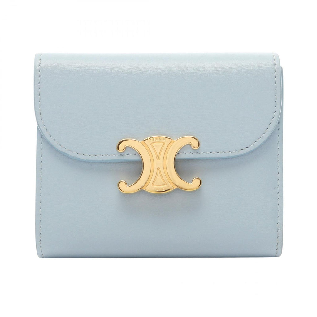 Celine Trifold Wallet Triomphe Small Flap 783 Dpv Light Blue Leather